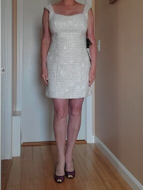 Adrianna Papell Sequin Tweed Mini Dress